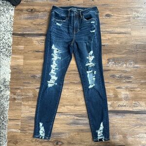American Eagle Outfitters Blue Skinny Distressed Jeans